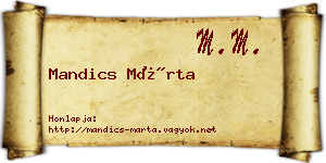 Mandics Márta névjegykártya