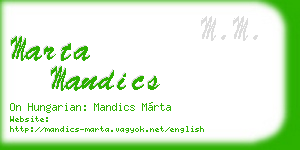 marta mandics business card